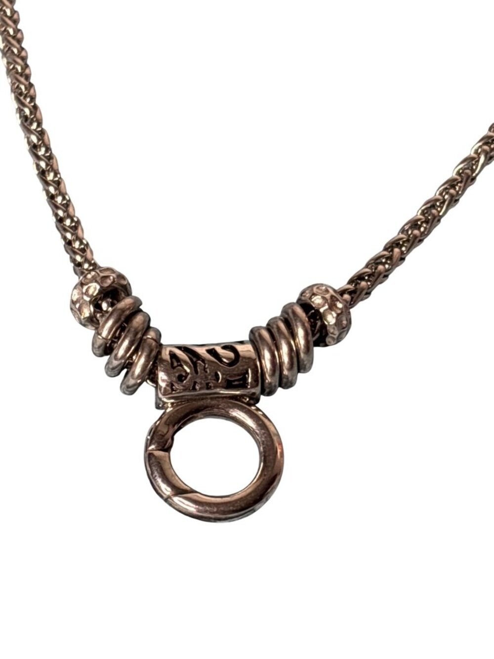 Silvertone Serpentine Chain Necklace Rings Charm Pendant Lobster Clasp